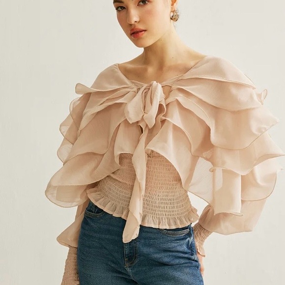 Commense Ruffled Blouse - Cream - Picture 2 of 8